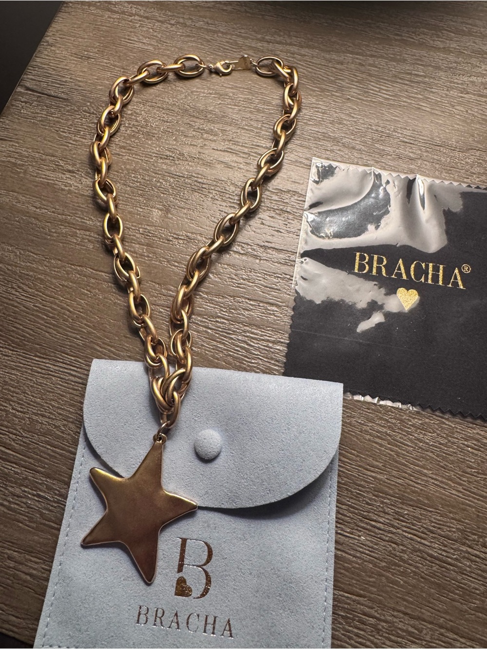 BRACHA Gold Star Pendant Chain Necklace - Gold